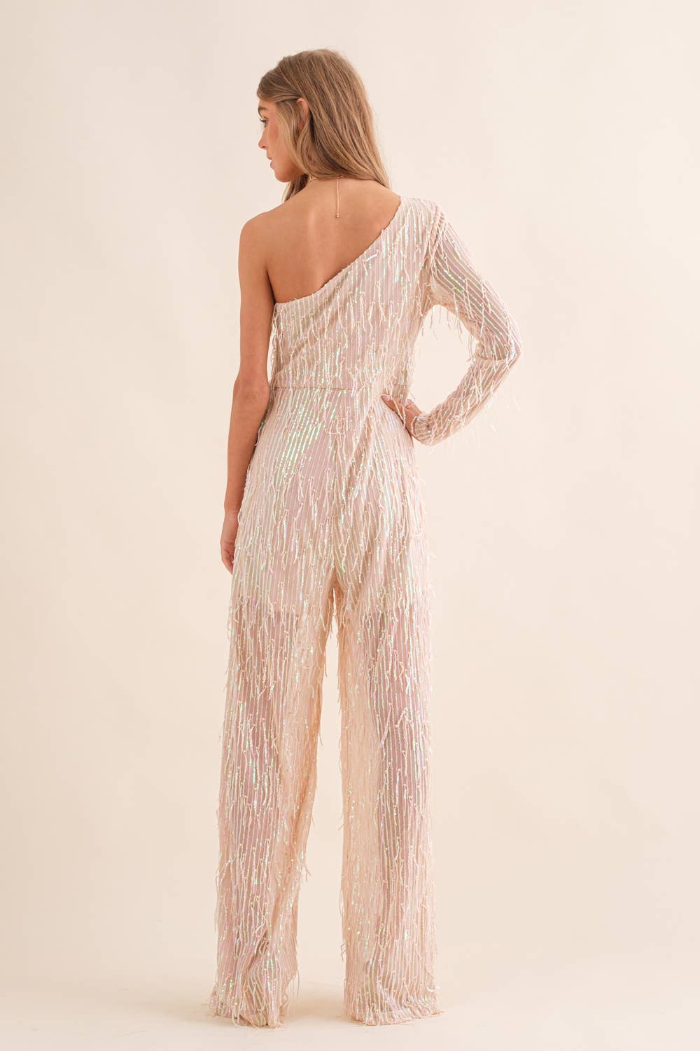 Blue B - Wholesale Jumpsuit - Women's - 34015R - Sequin Fringe Embellish One Shoulder Jumpsuit10