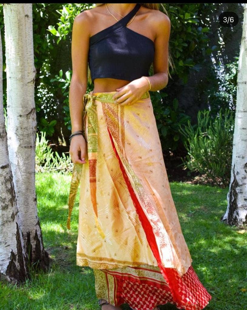 Meghcraft – wholesale Skirt – Women’s – Indian Vintage Silk Sari Wrap Skirt-Magic Wrap around skirt6