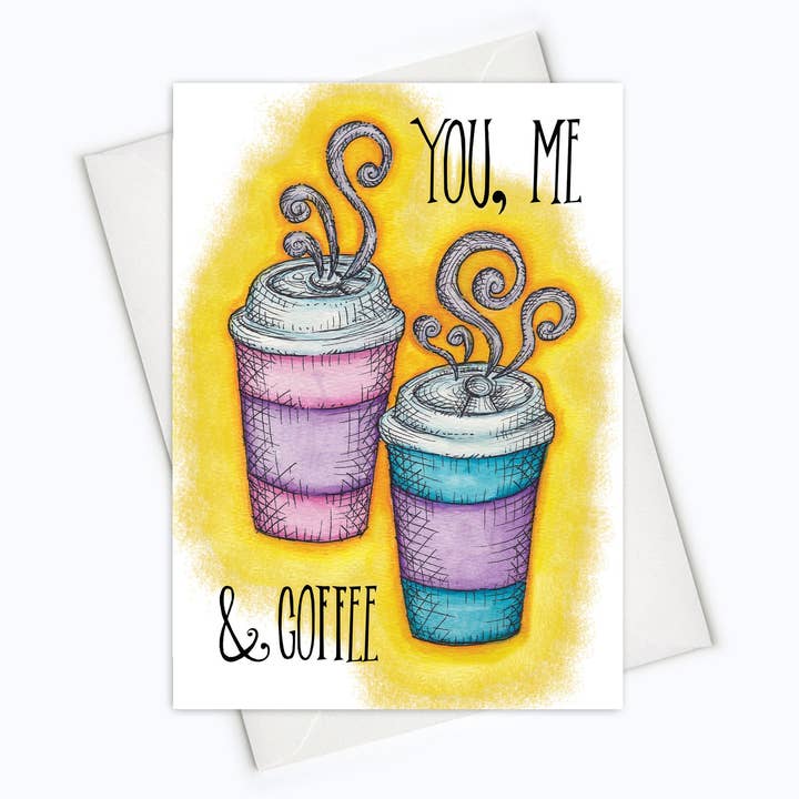 DU, MIG & COFFEE Card | Venskab Card | Kærlighed Card for engroshandel hos About A Cloud Stationery & Gifts