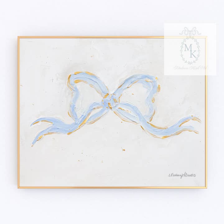 'French Blue Bow' Paper Print for wholesale by Mackenzie Kissell Art