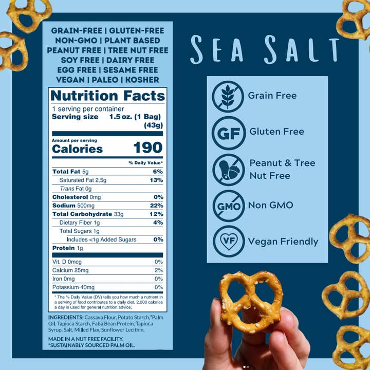 Savor by Suzie - Wholesale Pretzels - Sea Salt Grain Free Pretzels Mini Bags 1.5 oz