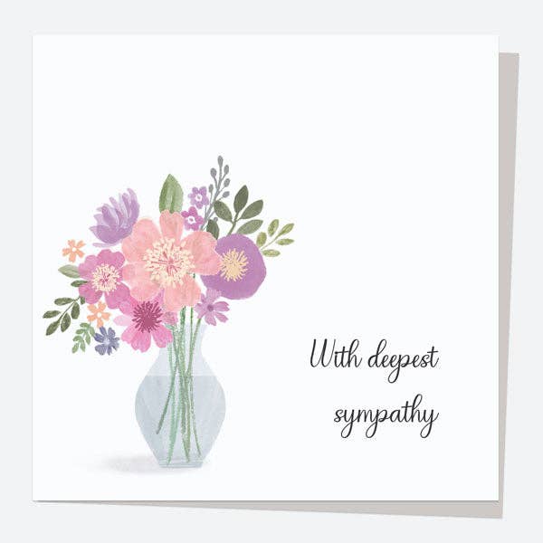 Sympathy Card - Painted Flowers - Vase - With Deepest Sympathy for wholesale by Dotty About Paper