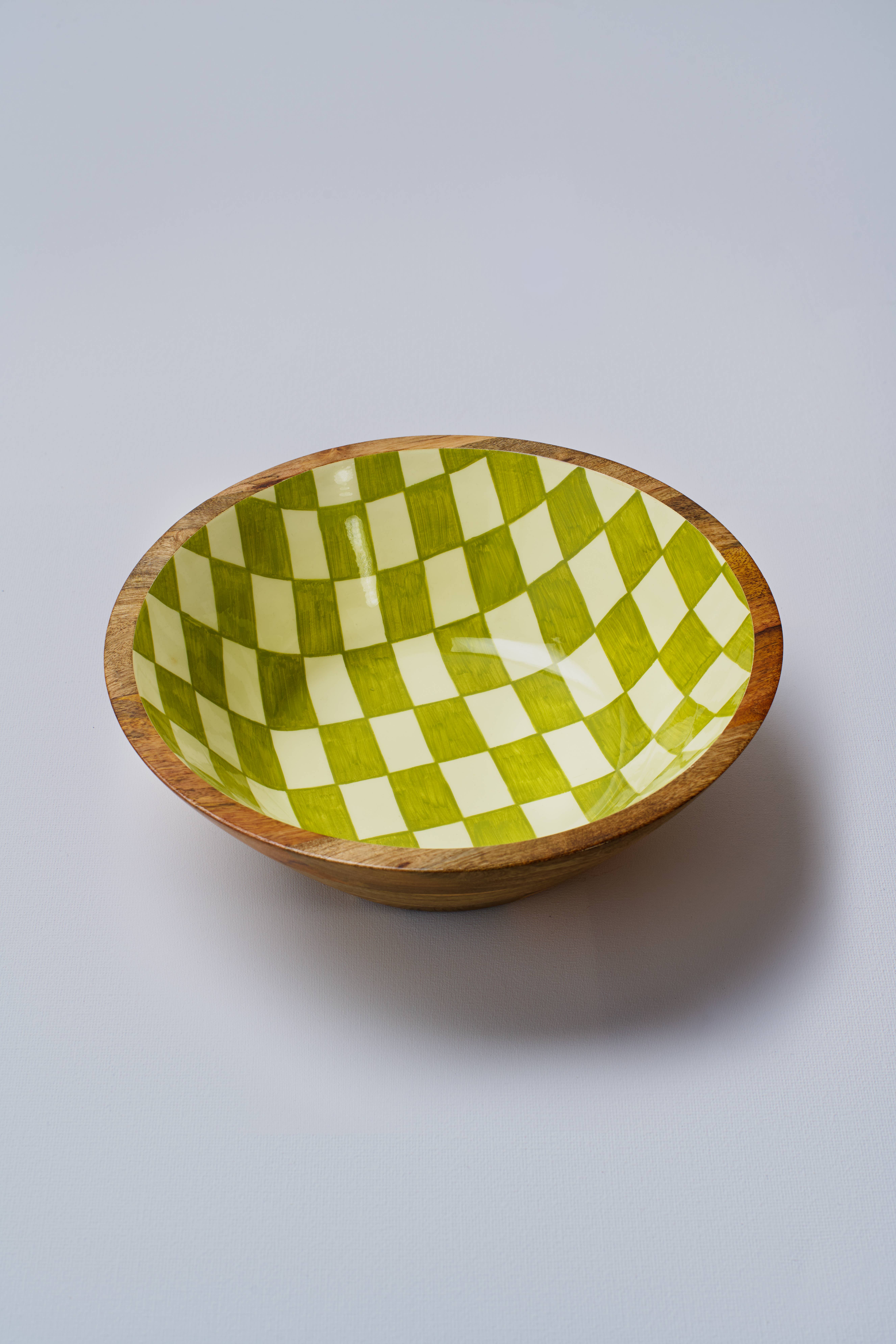 Atolia Designs – wholesale Bowl – Green Chequered Handpainted Large Salad Bowl1