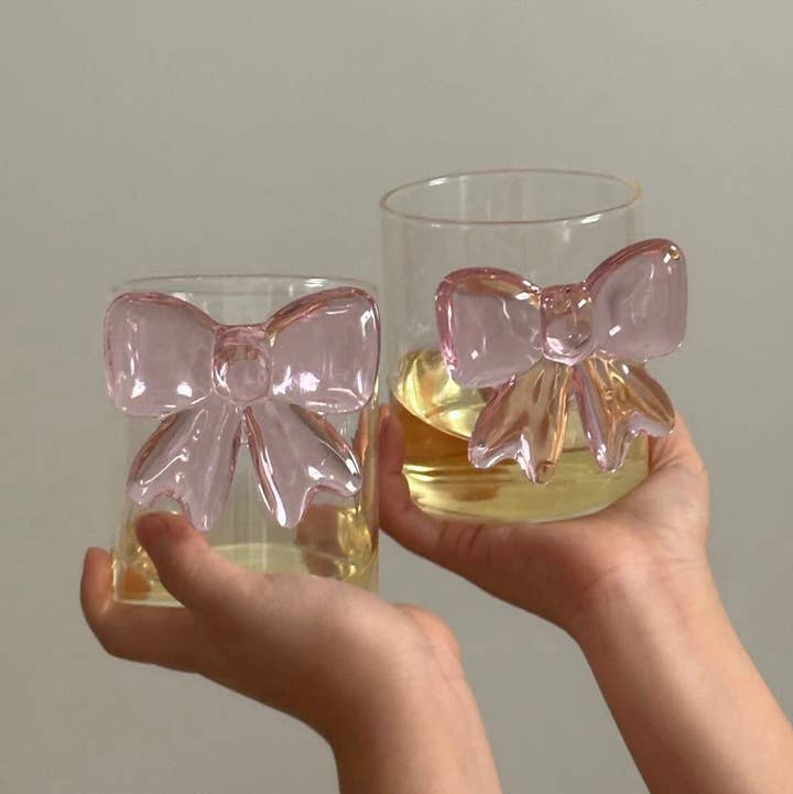 INSPECIAL HOME - Wholesale Drinking Glass/Cup - Handmade Cute Whimsical Bowknot Tumbler Glass Cup Case of 100