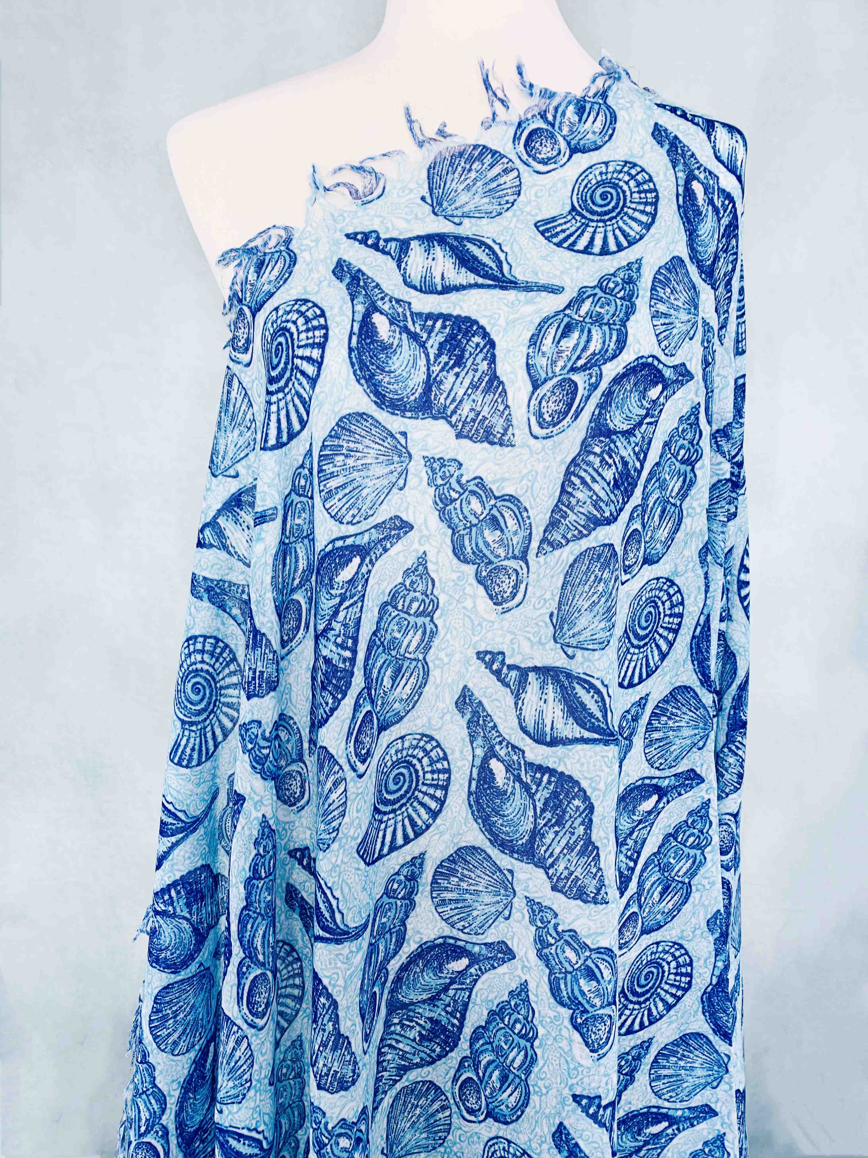 JC Sunny Fashion - Wholesale Scarf - Women's - Sarong/Oversized Scarf Blue Shell Scarf1