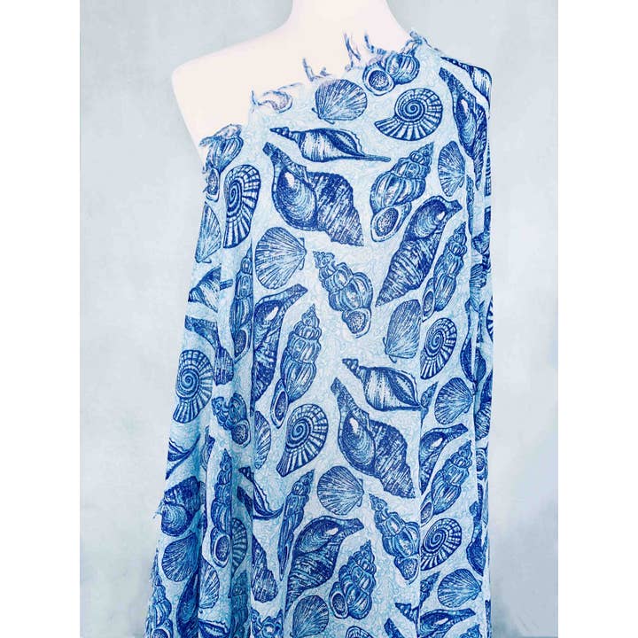 JC Sunny Fashion - Wholesale Scarf - Women's - Sarong/Oversized Scarf Blue Shell Scarf1