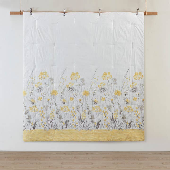 Olliix - Wholesale Bedding Set - 5 Piece Floral Farmhouse Seersucker Comforter Set, Yellow