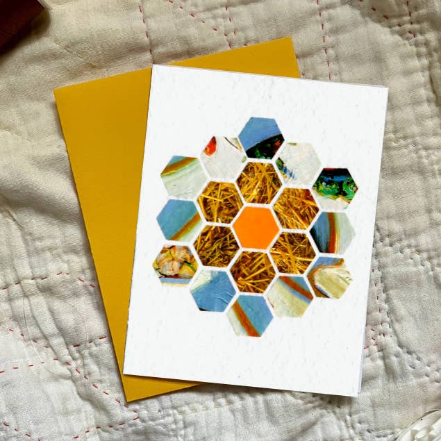 Carte de vœux Quilt Block (Grandmother's Flower Garden) pour la vente par Cozy Arts