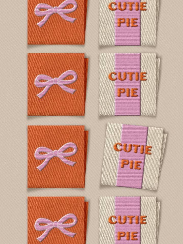 Cutie Pie Bow Square Garment Labels for wholesale by Matchy Matchy Sewing Club