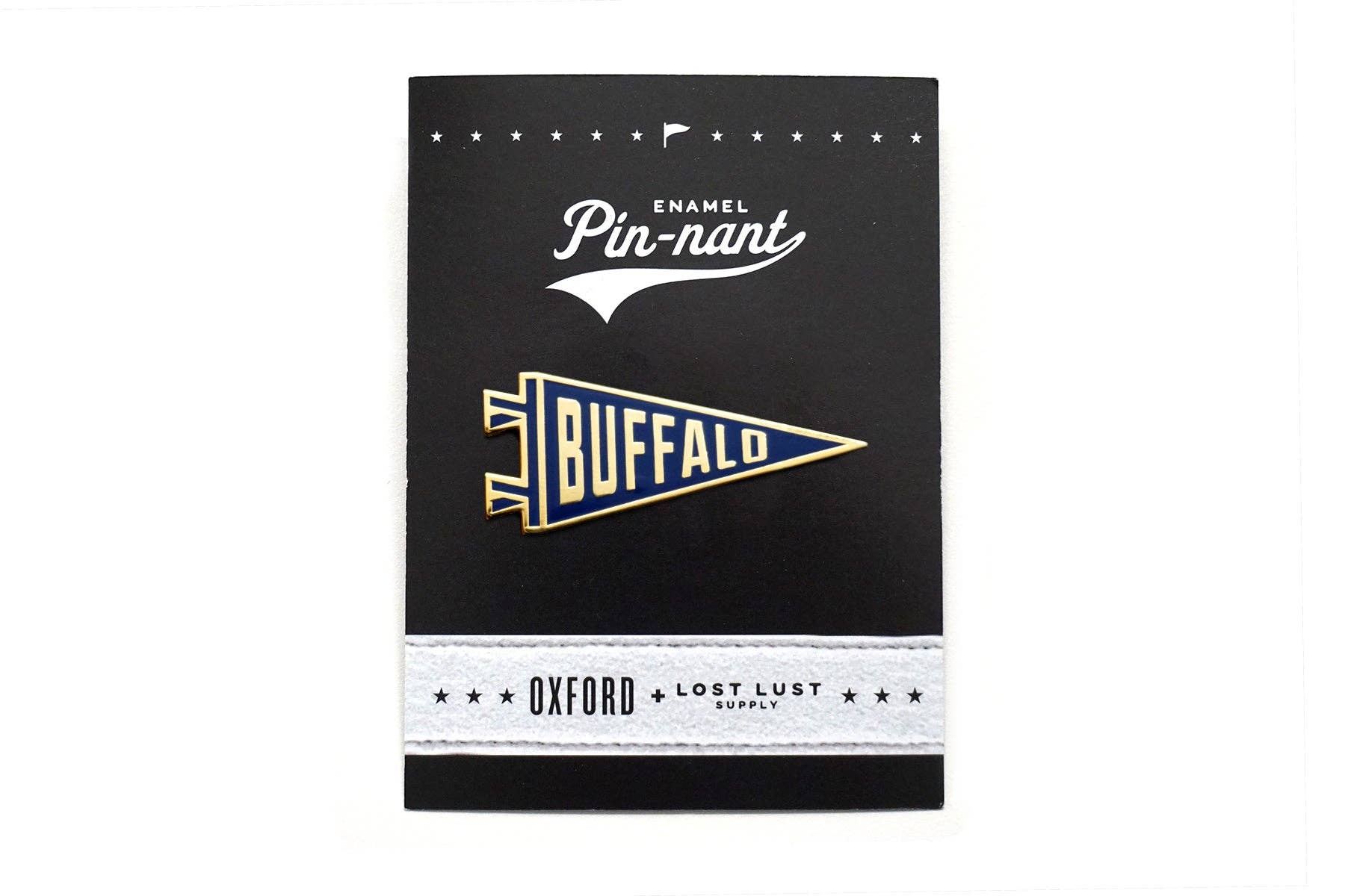 Oxford Pennant - Wholesale Lapel Pin/Button - Buffalo Pennant Enamel Pin • Lost Lust Supply x Oxford Pennant Original