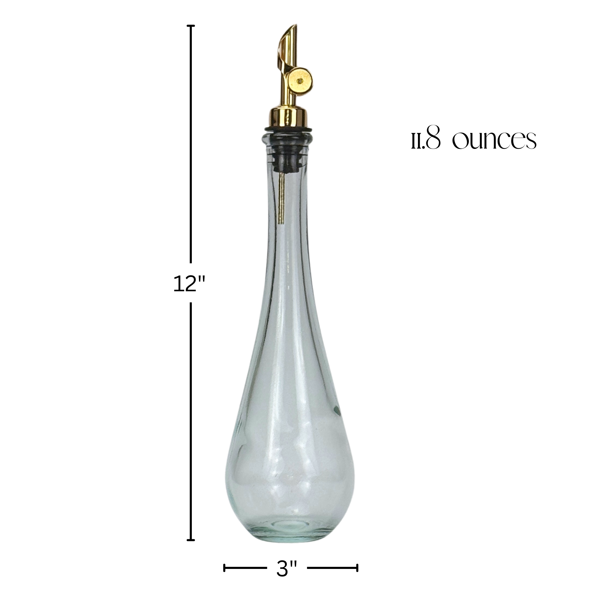 Blush Apothecary - Wholesale Oil/Vinegar Dispenser - 11.8-ounce Raindrop Clear Glass Bottle, Weighted Pour Spout2