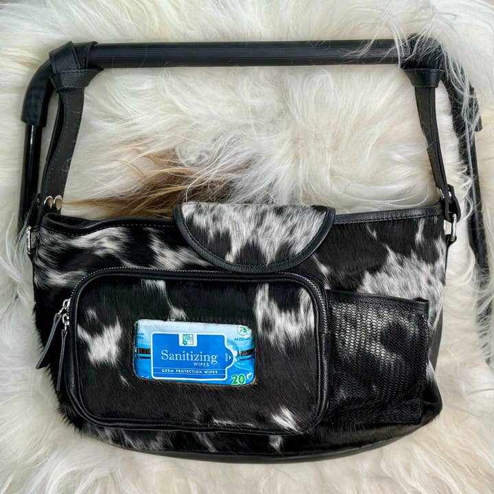 Western Linens - Wholesale Diaper Caddy - Baby - Cowhide Stroller Diaper Caddy