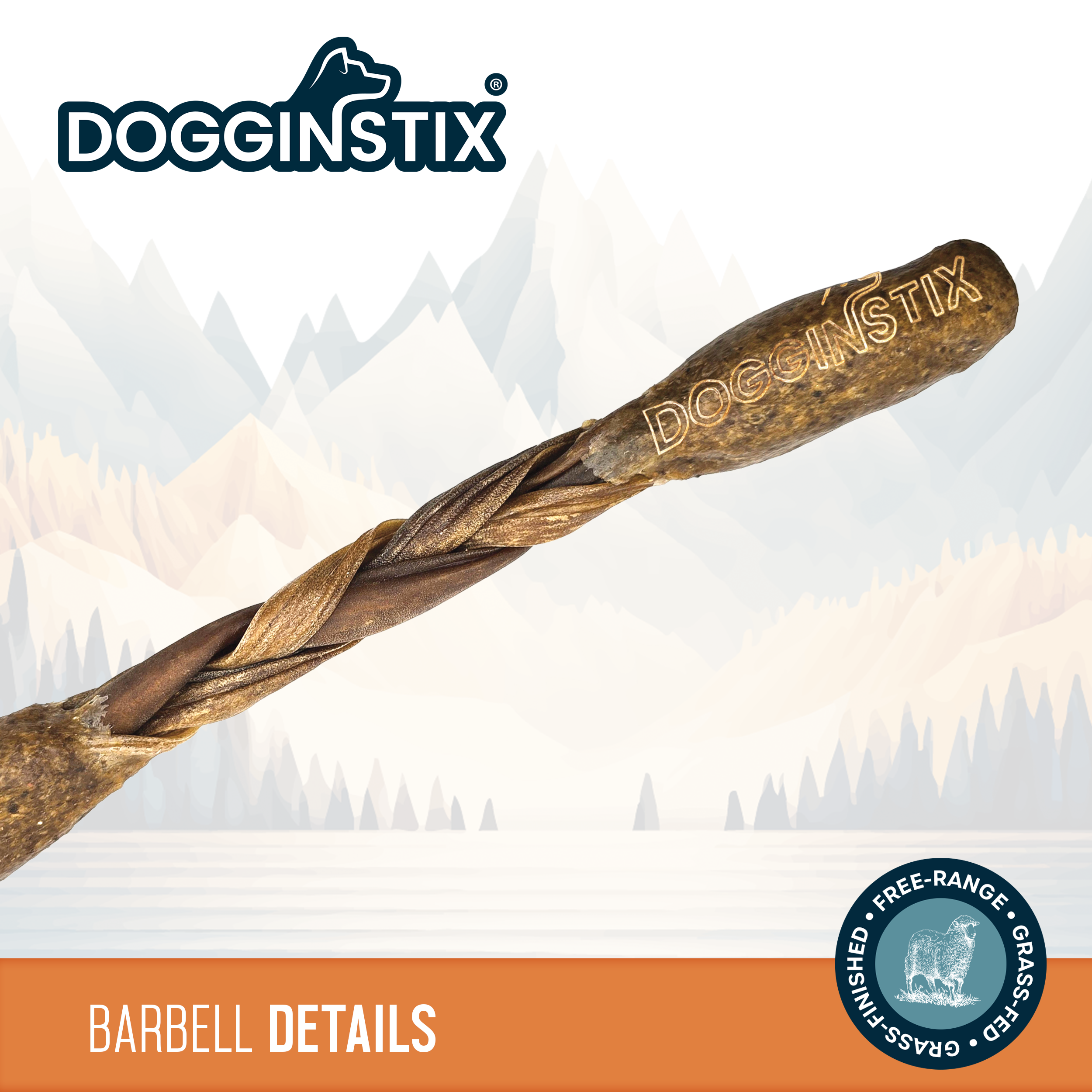 Dogginstix - Wholesale Pet Treats - Dog - Lamb Collagen - Barbell - Case of 301