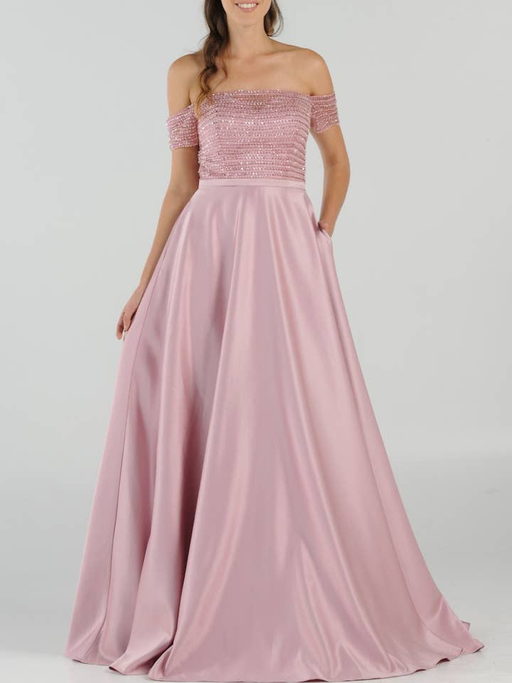 8132-Schulterfreies Ballkleid in A-Linie für den Großhandel von POLY USA