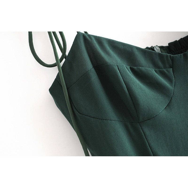 GREEN High Waist Sexy Hem Side Slit Lace-Up Slip Dress for wholesale on Faire7