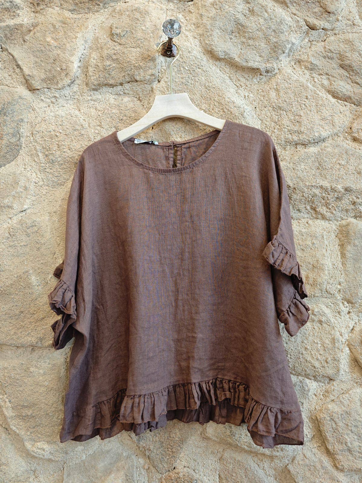 Linen & More - Wholesale Blouse - Women's - REF 10740 100% LINEN RUFFLE BLOUSE5