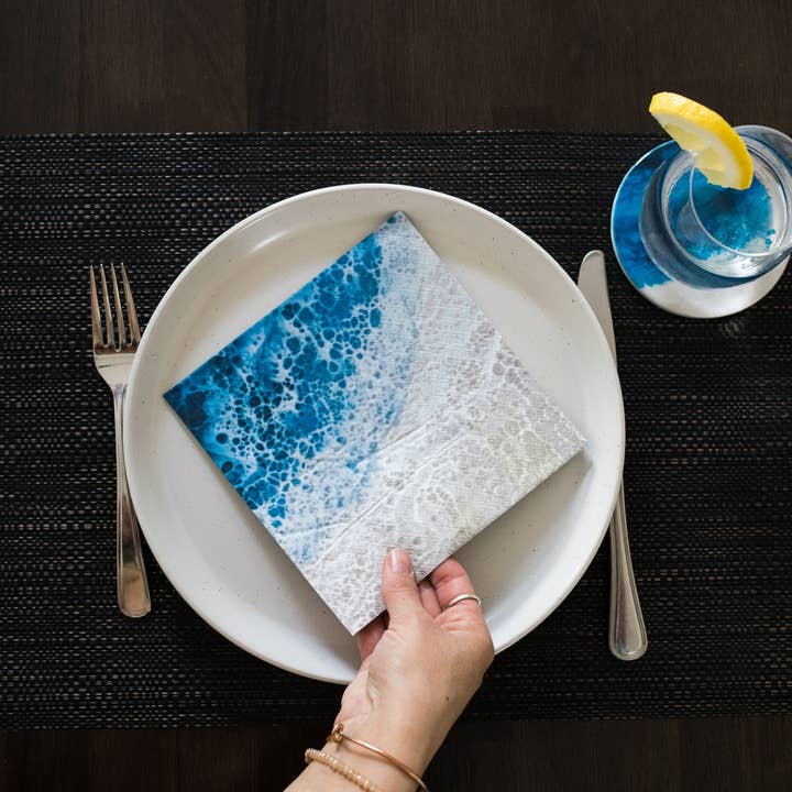 Lynn & Liana Designs - Wholesale Disposable Napkin - Large Sized 3-Ply Beach-Themed Paper Napkins (50 pack)
