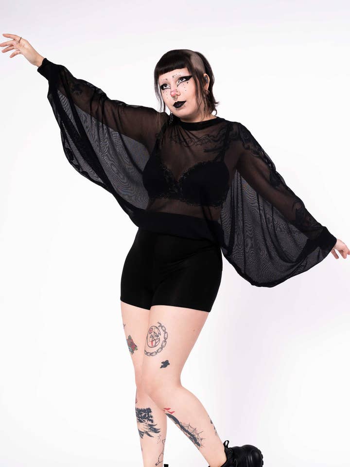 Batcave top - Black mesh for wholesale by Putré-Fashion