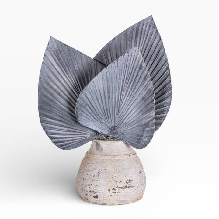 Aster Pot with Palm Frond Arrangement AR1371 for wholesale by Replica Plants and Decor