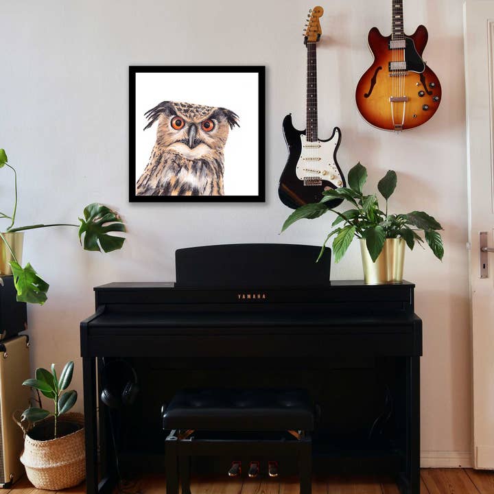 Kristie Lyn Studios – wholesale Art print – Bird living room wall decor - brown owl art print