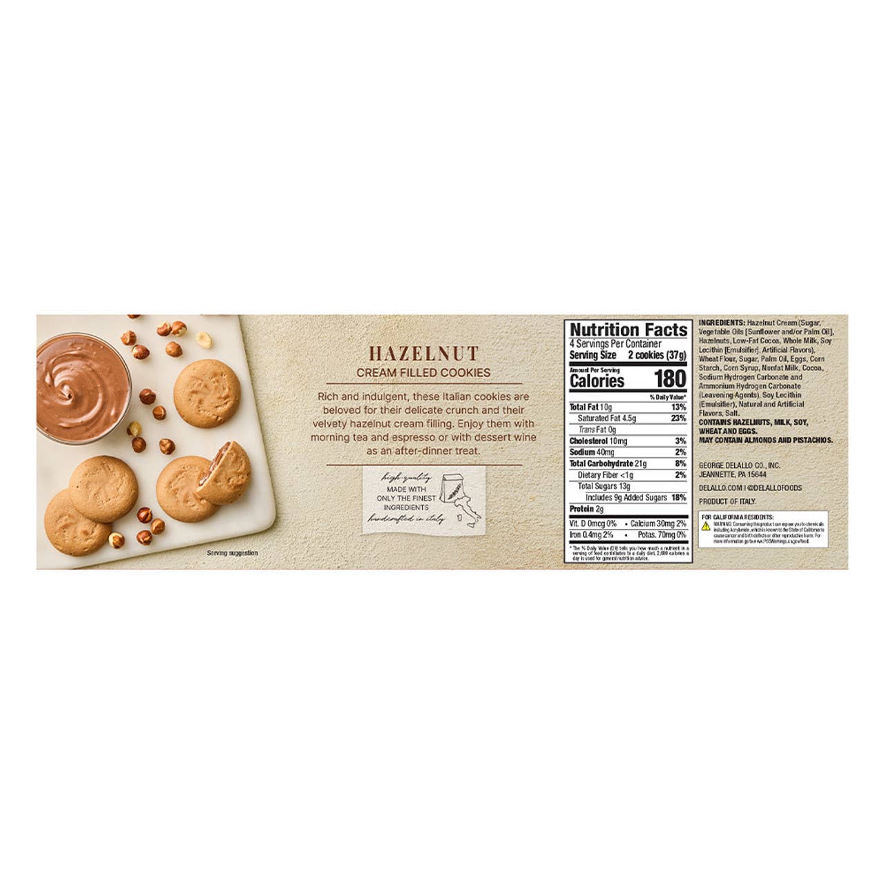 Delallo - Wholesale Cookie - Italian Hazelnut Cream Filled Cookies1