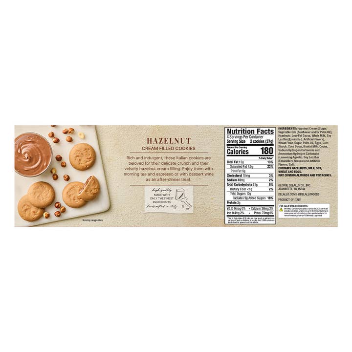 Delallo - Wholesale Cookie - Italian Hazelnut Cream Filled Cookies1