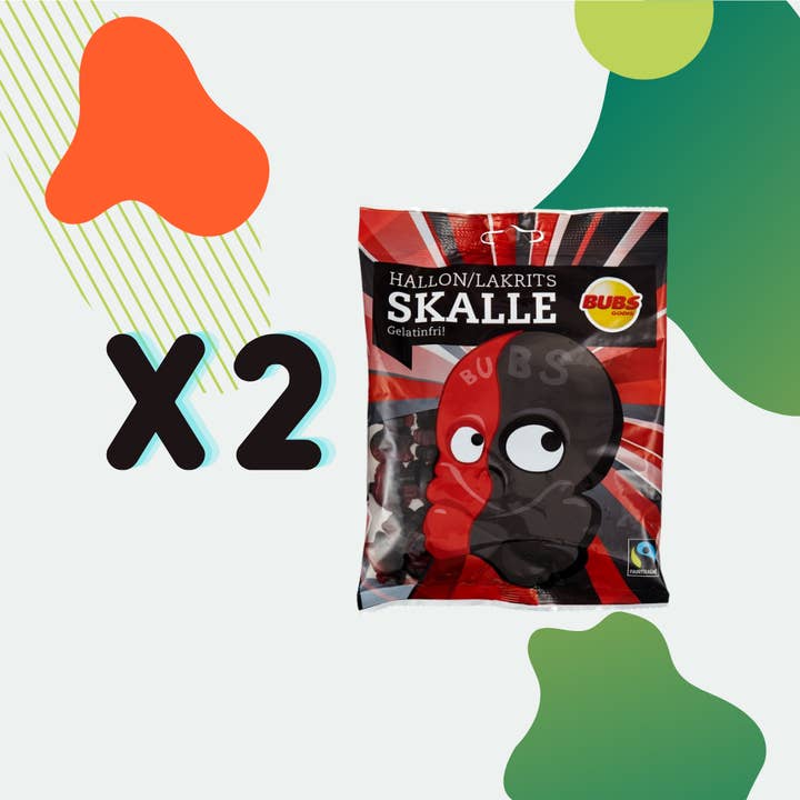 Nordicbangers - Swedish Candy - Wholesale Taffy - Bubs Raspberry/Liquorice Skull 90g Swedish Candy