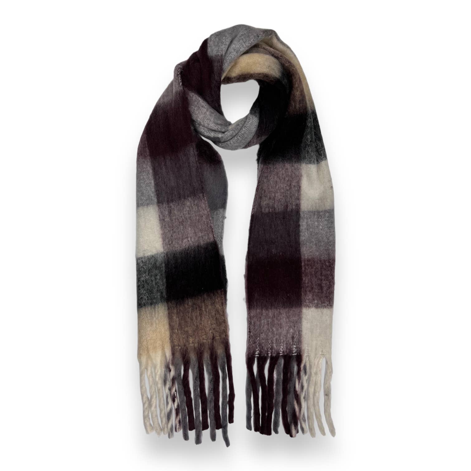 London Scarves - Vendita all'ingrosso Sciarpa - Donna - Sciarpa in morbido tessuto a quadri, 16 colori, rifinita con nappine10