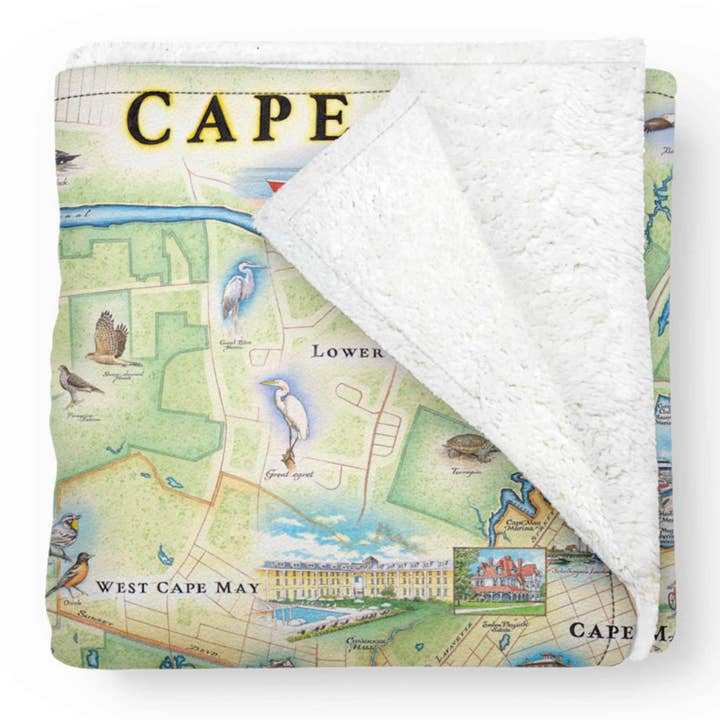 New Jersey's Cape May Map Fleece Blanket for wholesale by XPLORER MAPS
