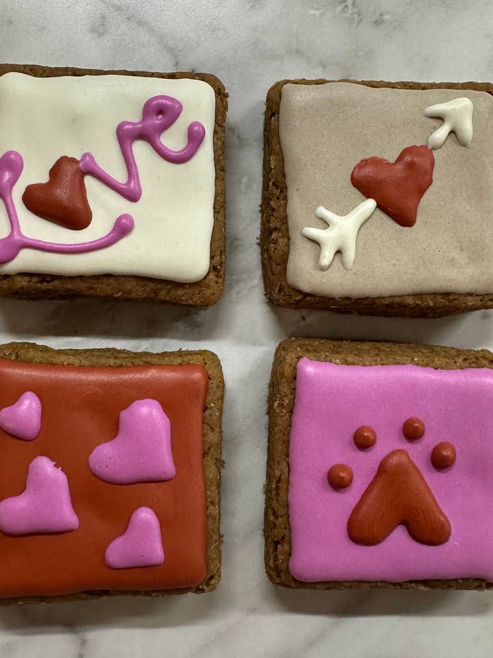 Peanut Butter Valentine's Dog Cookies |Gourmet, small batch for wholesale by Big Head Barkery