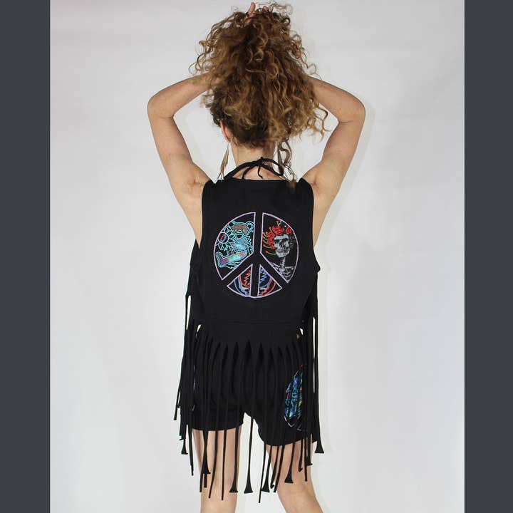 Grateful Dead Cotton Lycra Fringe Vest for wholesale by Jayli Clothing