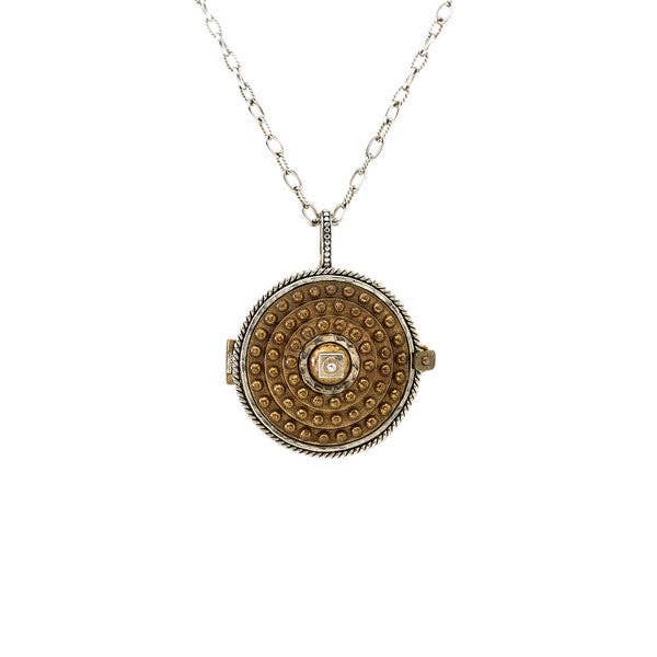 Médaillon Borobudur Lotus Temple en argent sterling et bronze pour la vente par Cynthia Gale New York