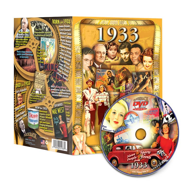 Biglietto di auguri video Flickback DVD 1933: regalo di compleanno o anniversario per la vendita all'ingrosso da parte di Flickback