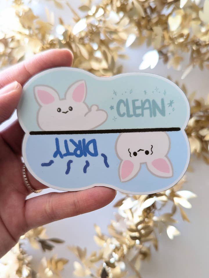 Bunny Dishwasher Magnet | Clean/Dirty Text for wholesale by Fruit Cats Studio