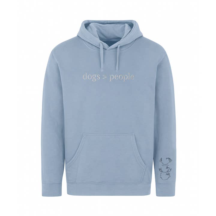 Sweat à capuche brodé pour animaux "Dogs > People", unisexe pour la vente par Parker & Co.