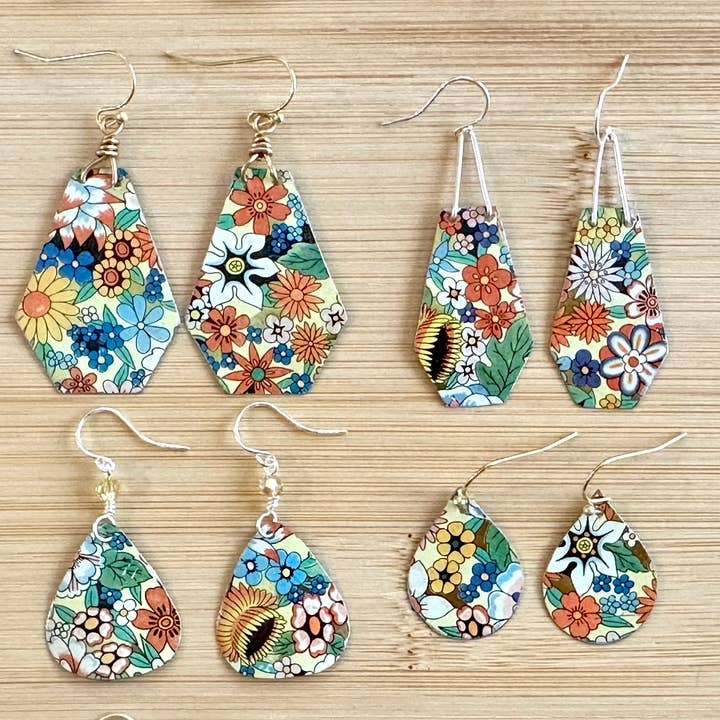 TTE Designs - Wholesale Dangle Earrings - Flower Power Vintage Tin Earring Collection