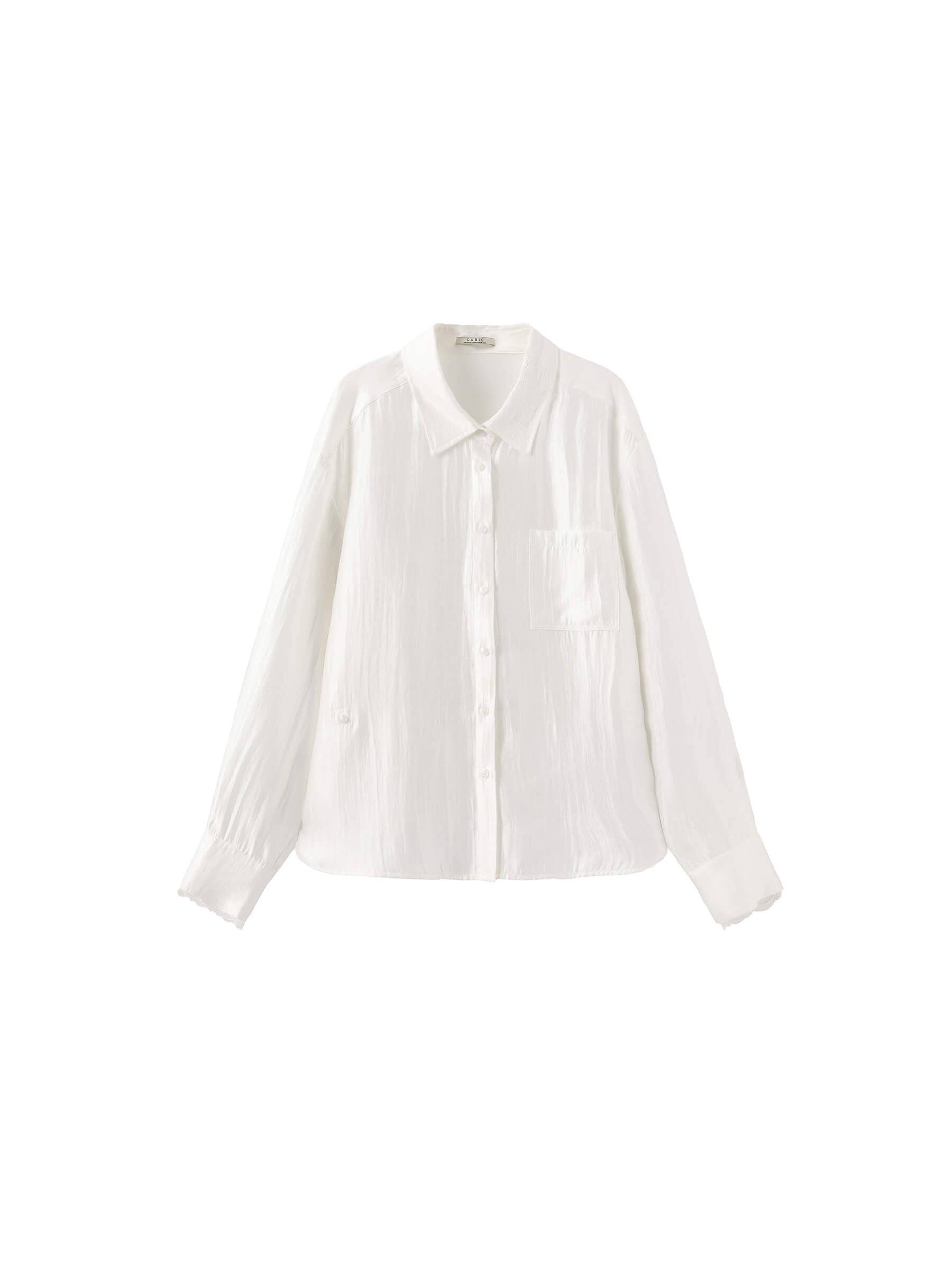 White Lace Patchwork Loose Long Sleeves Shirt for wholesale on Faire6