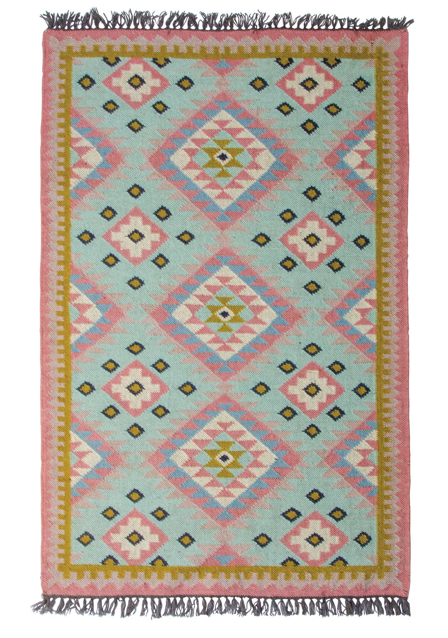 Namaste – wholesale Area rug – Jovita Hand Loomed Pink/Grey Wool Kilim Rug 90 X 150Cm0