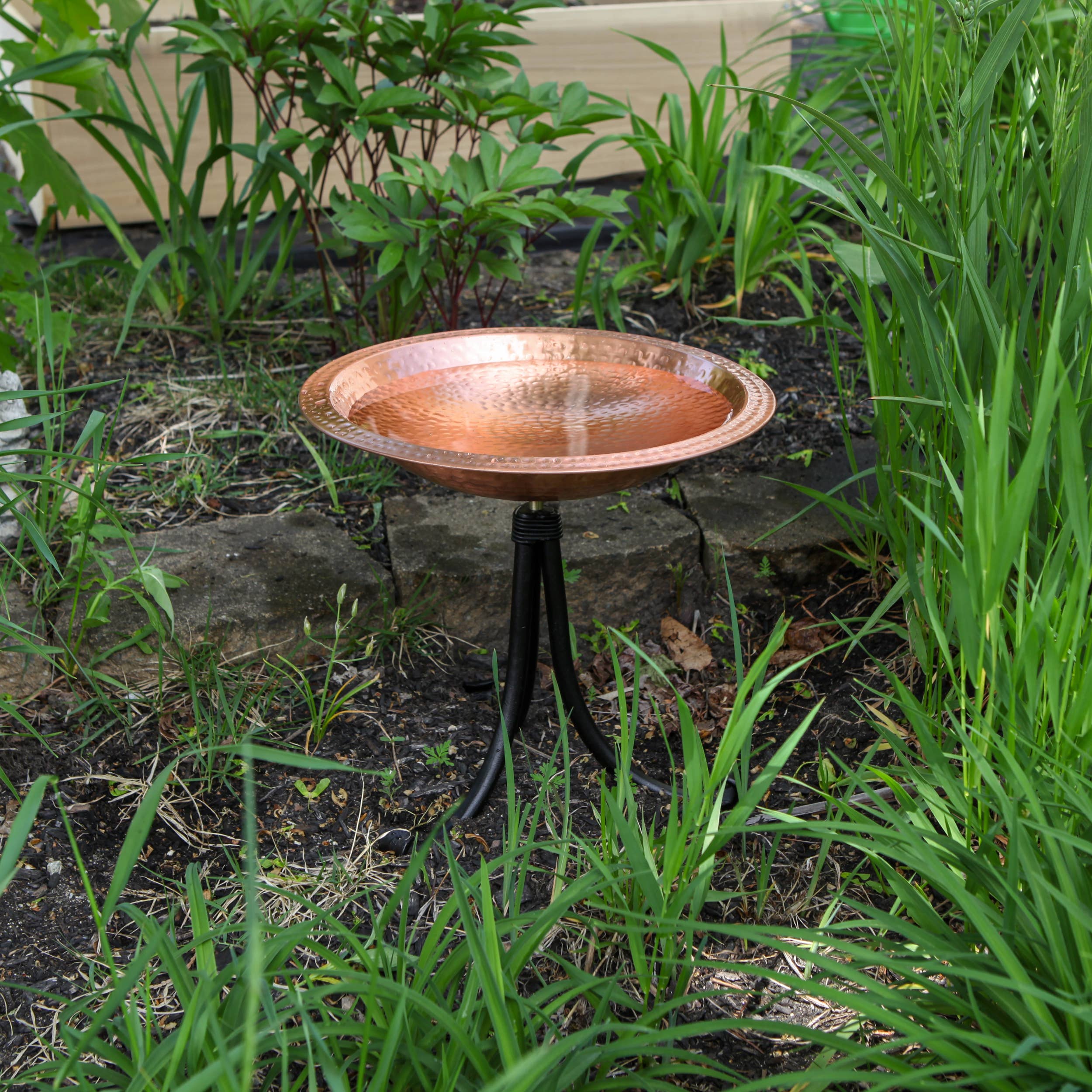 ACHLA Designs - Wholesale Bird Bath - Hammered Solid Copper Birdbath- Tripod Stand2