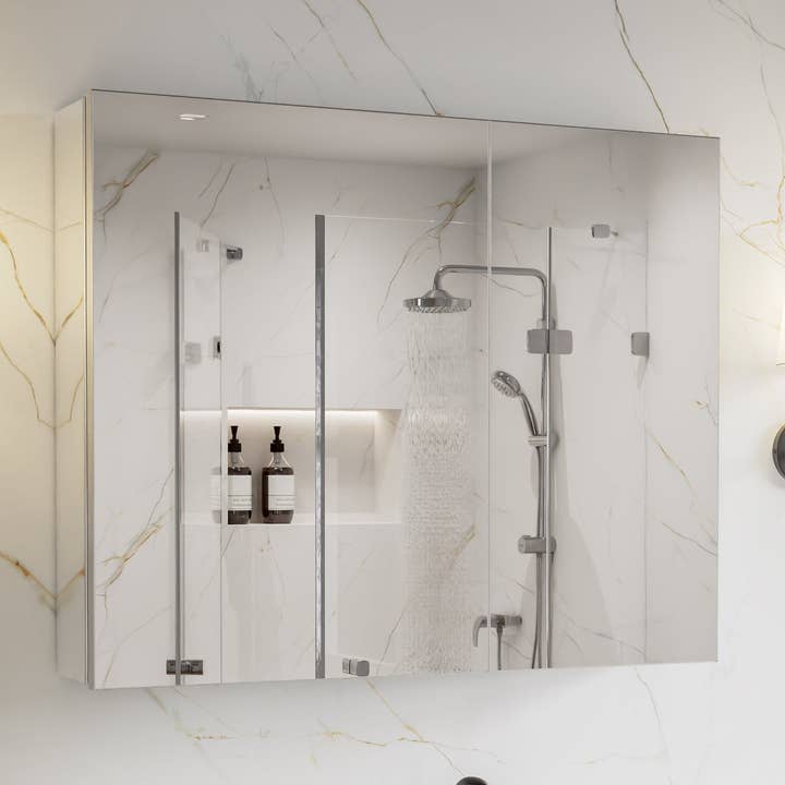 Medicine Cabinet 30x24" Recessed or Surface Mount Mirror for wholesale by Brio Lighting