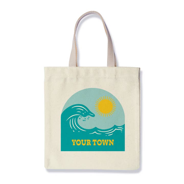 Personalized City Tote Bag - Beach Surf Wave View for wholesale by Rock Scissor Paper