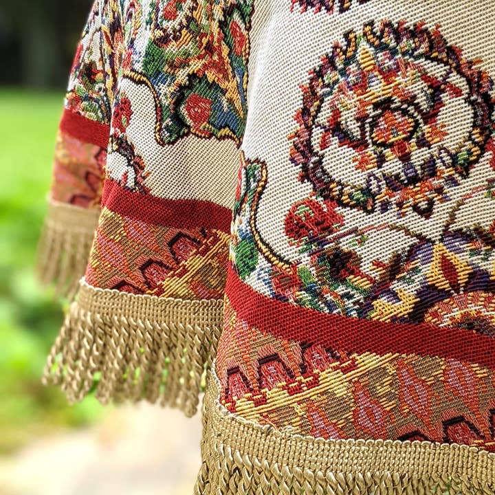 Tache Home Fashion - Wholesale Tablecloth - Tache Elegant Ivory Colorful Ornate Paisley Woven Tapestry Tablecloth (18193)13