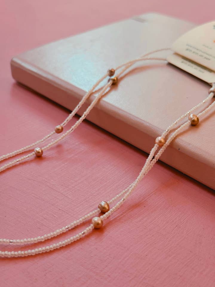 Pearlescent Simplicity — Handstrung Glass Beaded Necklace for wholesale by Itzy Bitzy Art Shop