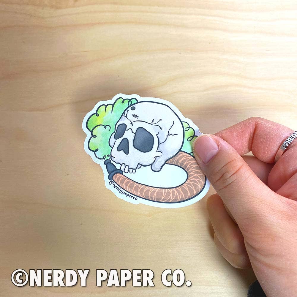 NERDY PAPER CO. - Wholesale Sticker - Hookah Skull - Hand Drawn Waterproof Vinyl Sticker0