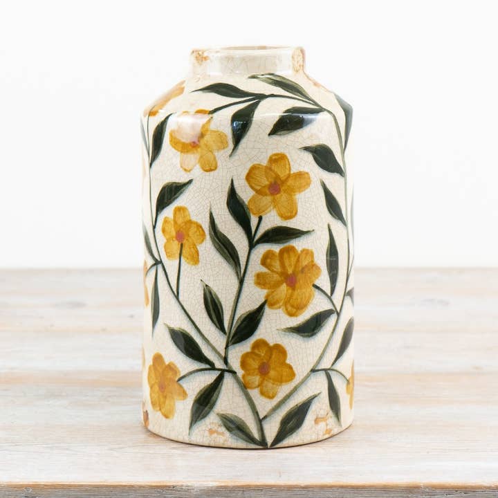 Vaso con Design a Fiori Crema, 25cm per la vendita all'ingrosso da parte di Gainsborough Giftware x Portland Living