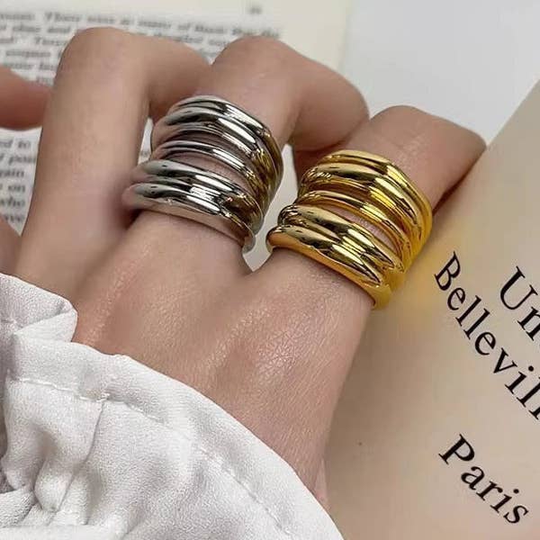 Zubehör für geometrische, glänzende einfarbige Ringe für den Großhandel von Sheer Trend