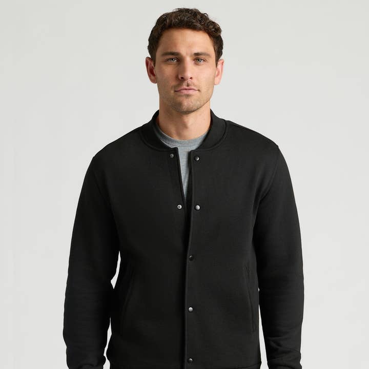 Black Fleece Bomber Jacket for wholesale by True Classic