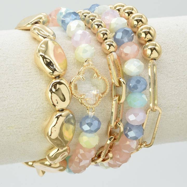 MiMi Wholesale - Vente Parures de bijoux - Bracelet de parure de bijoux avec accent de trèfle perlé17