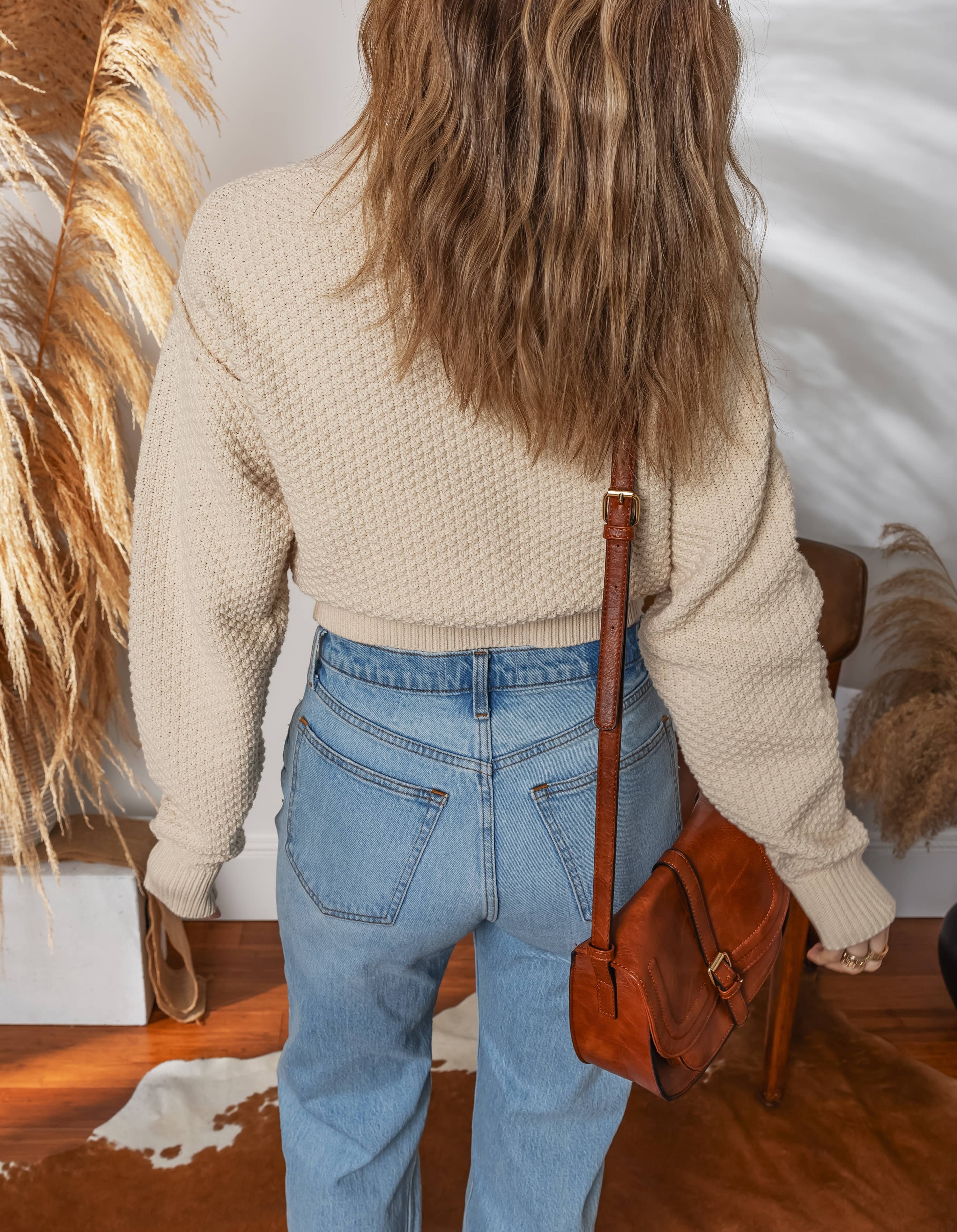 Beige Cardigans à col rond boutonnés décontractés solides LDC en vente sur Faire1