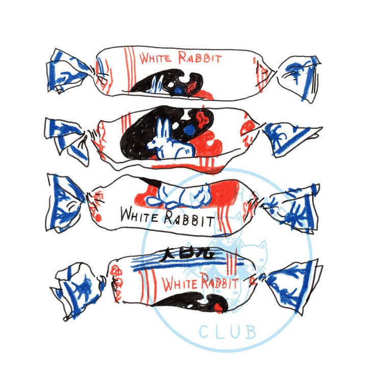 Stay Home Club - Wholesale Kunstprint - Witte konijnenprint1